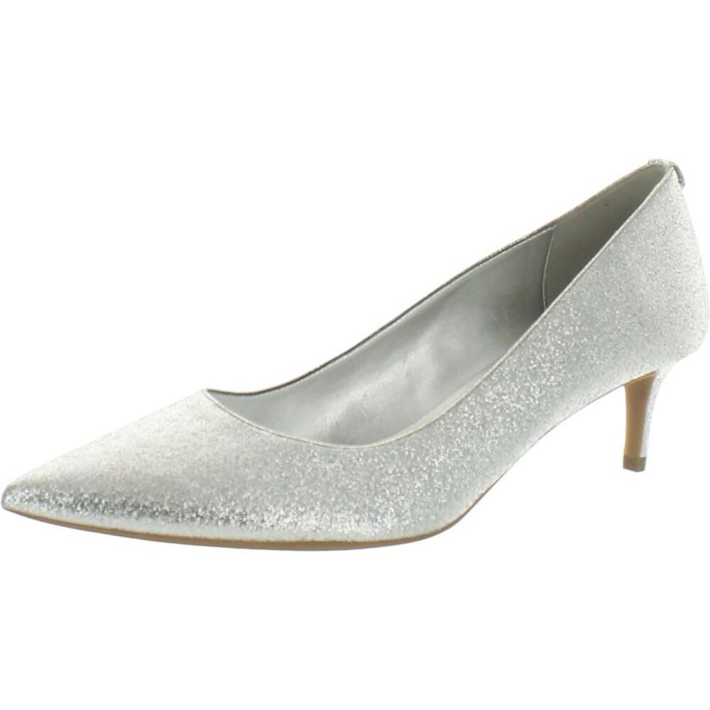 MICHAEL Michael Kors Womens Silver Comfort Insole Manmade Kitten Heels NWT